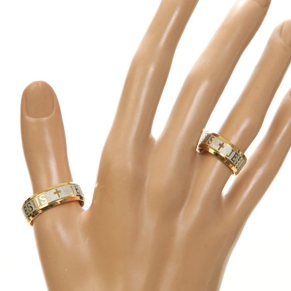 Band Wedding, Jesus, Cross Friends Love Religious Ring Men and Women Siz… - Picture 2 of 5